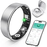 SARUNN ER Smart Ring with Sleep Monitoring, Step Counting, Heart Rate, Blood Oxygen for iPhone and Android, No Subscription Fee, IP68 Waterproof Health Tracker (Silver, 11)
