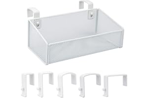 MATIMASU Bedside Caddy Hanging Storage Basket Beside Shelf Metal Organizer for Collage Dorm Bunk Bed,Hospital Bed,Baby Bed - Bedroom Essentials for Magazine,Remote Control,Phone,Drinks (White)