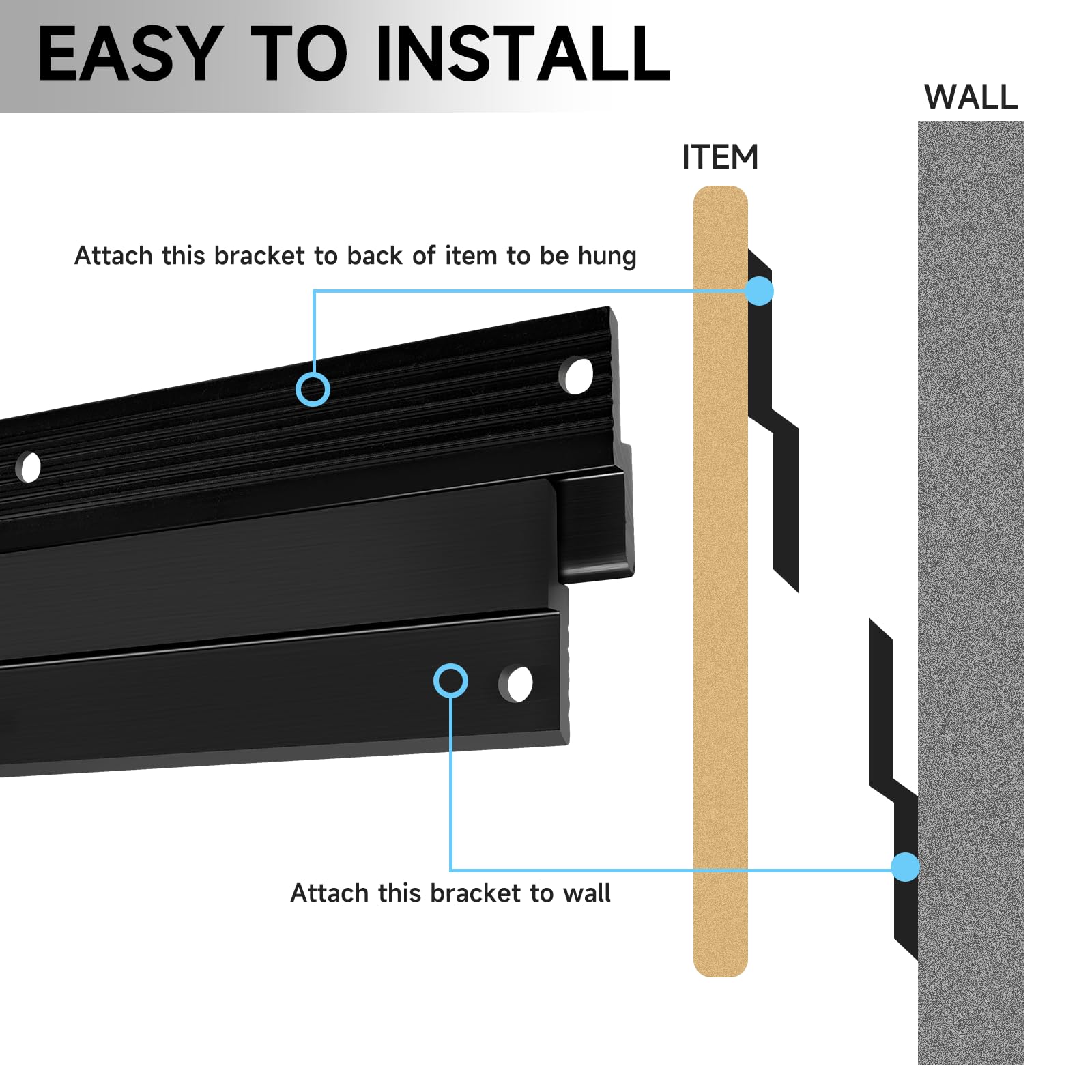 Magic Of Z Bar French Cleat Heavy Duty Picture Hanger – 300mm (12 Inch) – Silver Aluminum, 2 Bars