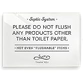 Reilly Originals 3.5x5 Inch Septic System Bathroom Sign, Do Not Flush Rules ~ Ready to Stick ~ Premium Finish, Durable