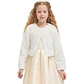 Lilax Girls Cozy Faux Fur Bolero Shrug Long Sleeve Crew Neck Dress Coat