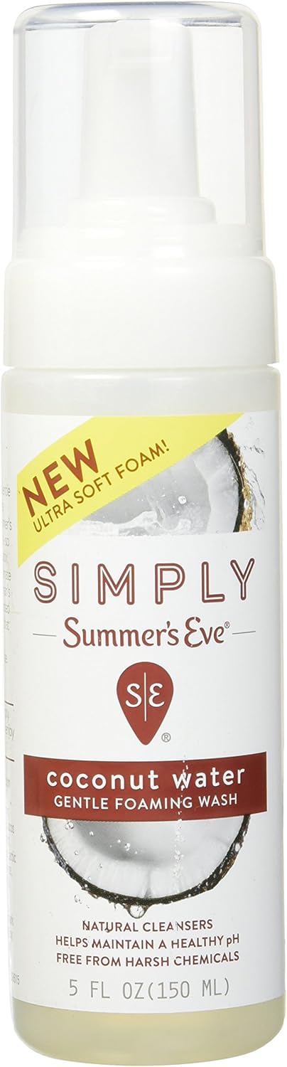 Summer's Eve Simply Gentle Foaming Wash - Helps Maintain a naturally healthy pH - Free From Harsh Chemicals, Dyes, Alcohol, and Parabens - Gynecologist Tested - Coconut Water - 5 Ounce (850105): Health & Personal Care
