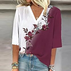 Plus Size Tops for Women 3/4 Length Sleeve Tops