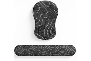 eulps Wrist Rest, Ergonomic Memory Foam Keyboard Wrist Pad & Mousepad Wrist Support Set, with Non-Slip PU Base, Pain Relief for Computer (Topographic)