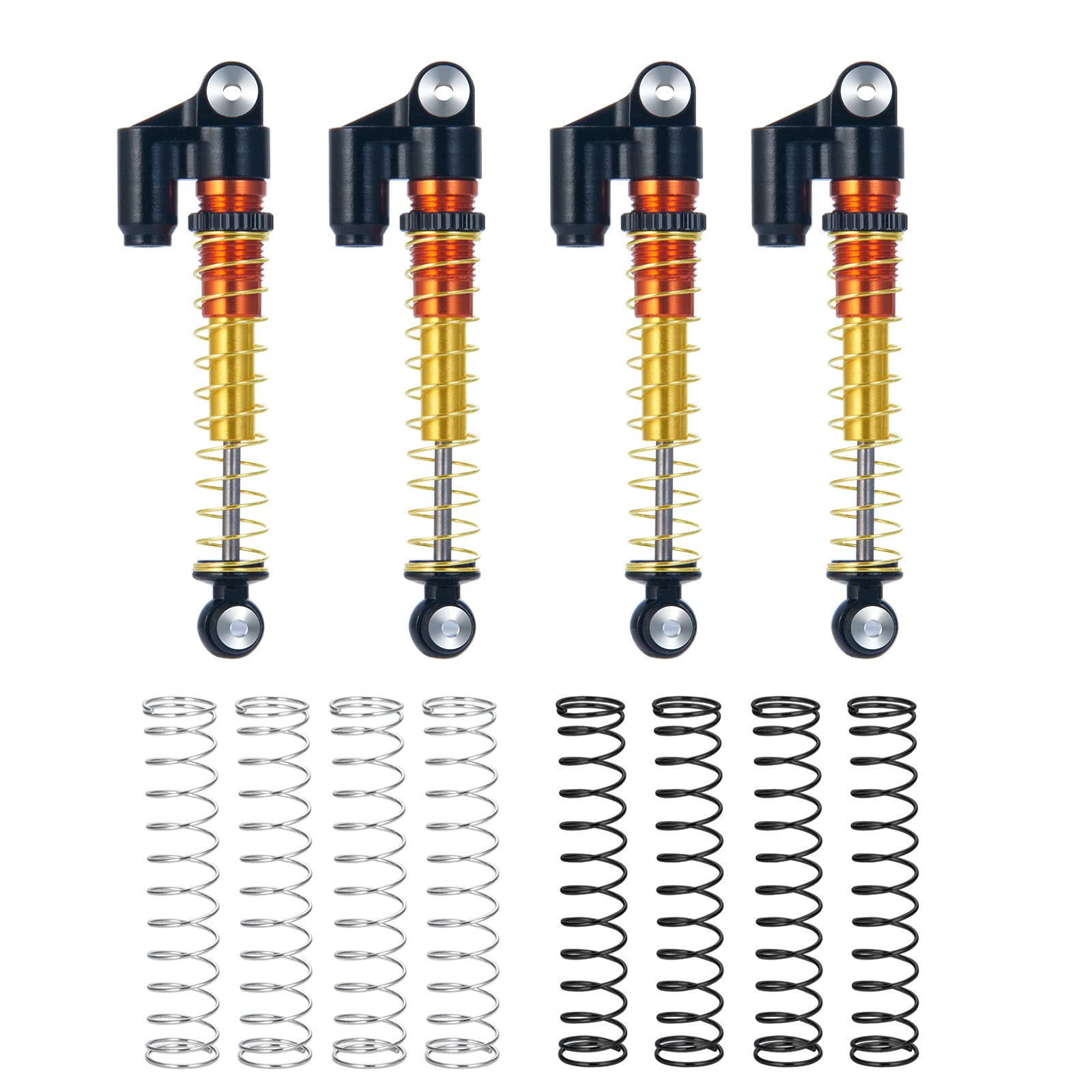 AXspeed Aluminum Shocks Absorber Assembled Set for Axial SCX24 1/24 AXI90081 AXI00001 AXI00002 RC Crawler Car (Black & Orange)