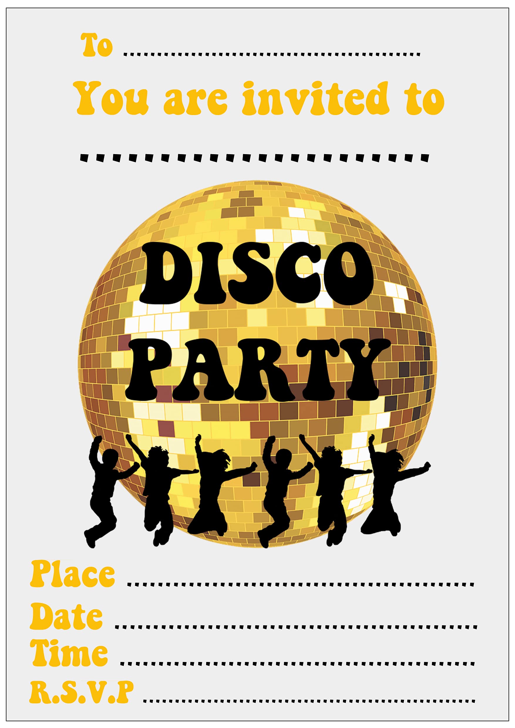 AK Giftshop Disco Dancing Party Invites & Coloured Envelopes Birthday Invitations (30 Pack)