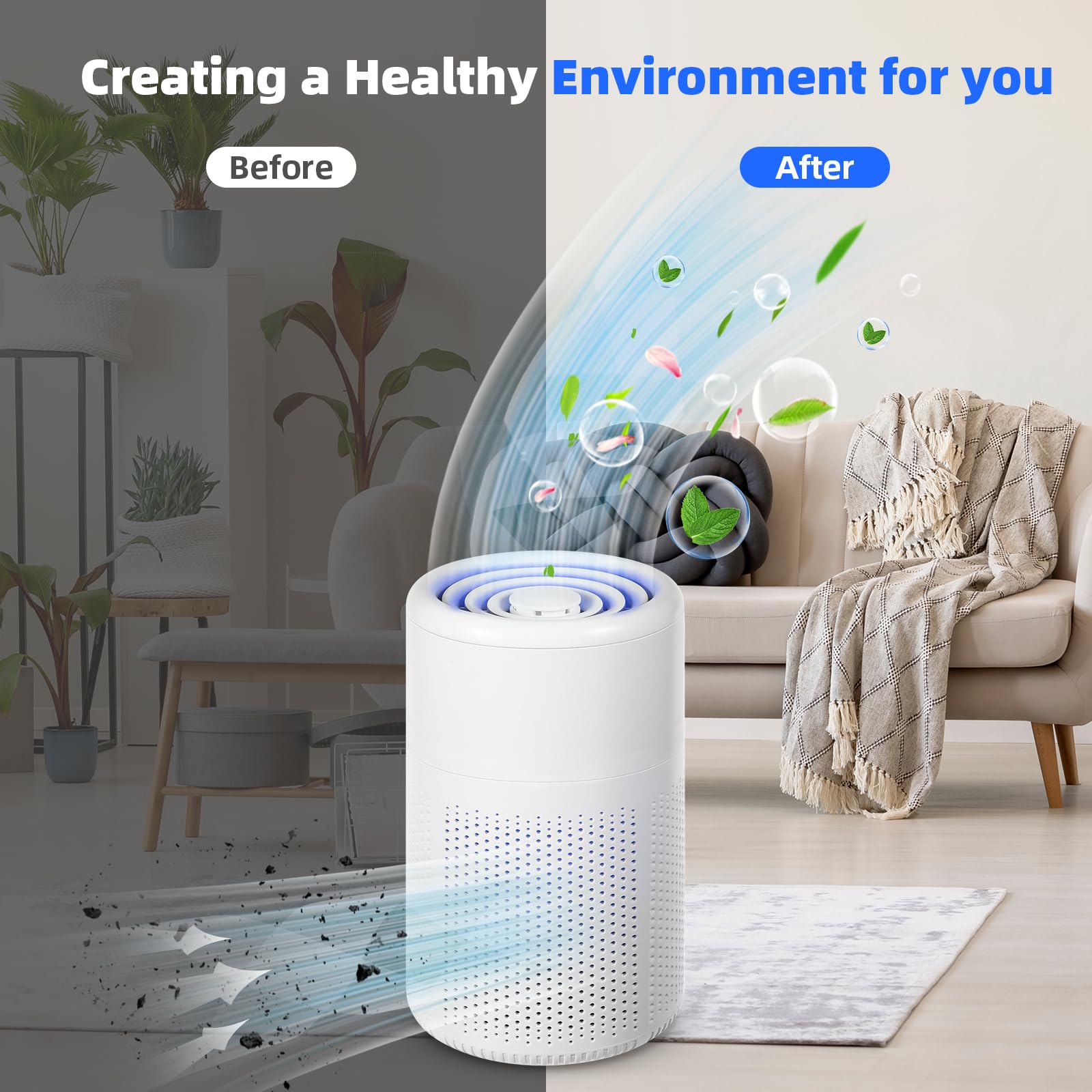 Air Purifiers for Bedroom Home,Air Purifiers for Home Pets - H13 Air Purifier for Hepa 20db Quiet Small Air Cleaner with Aroma Quiet for Pet Dander Pollen Smoke Dust Odor for Bedroom Office