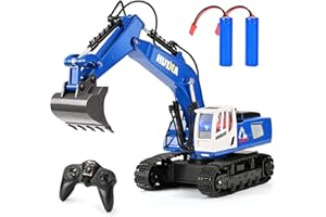 KIDSFAVES Remote Control Excavator Toys for Boys, 11 Channel Metal Shovel RC Construction Vehicles, 1/18 Scale Toys Gifts for Kids Boys Girls Age 4-7 8-12 Year Old