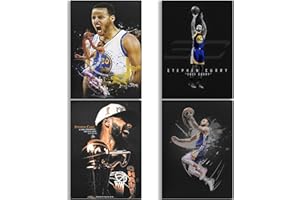 BAOGELI Stephen Curry Poster Basketball Canvas Poster Wall Art Print Set of 4 Gifts for Boys Living Room Bedroom Decoration Unframed: 8x12inch