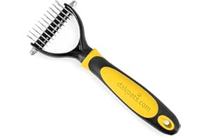 DakPets All-In-One Pet Grooming Tool | Metal Undercoat Rake, Dematting & Detangling Comb, Fur Shedding Blade, and Grooming Brush | For Medium to Long-Haired Pets