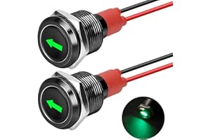Linkstyle 2PCS 12VLED Indicator Light: 12mm (1/2") Left/Right Metal Turn Signal Lamp with 150MM 24AWG Wires for Car Trucks, W