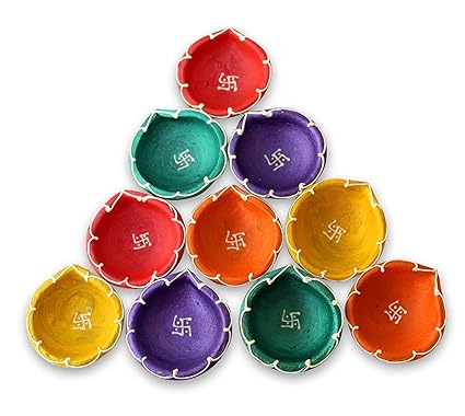 Be Fashionholic Terracotta Diya for Diwali & Karwachauth Colorful Handmade Earthen Clay Diyas Set for Diwali Lighting Decoration (Multicolour, Set of 30)