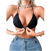 SHENHE Women's Lace Front Closure Y Back Bra Padded Triangle Racerback Bralette Wireless Bra