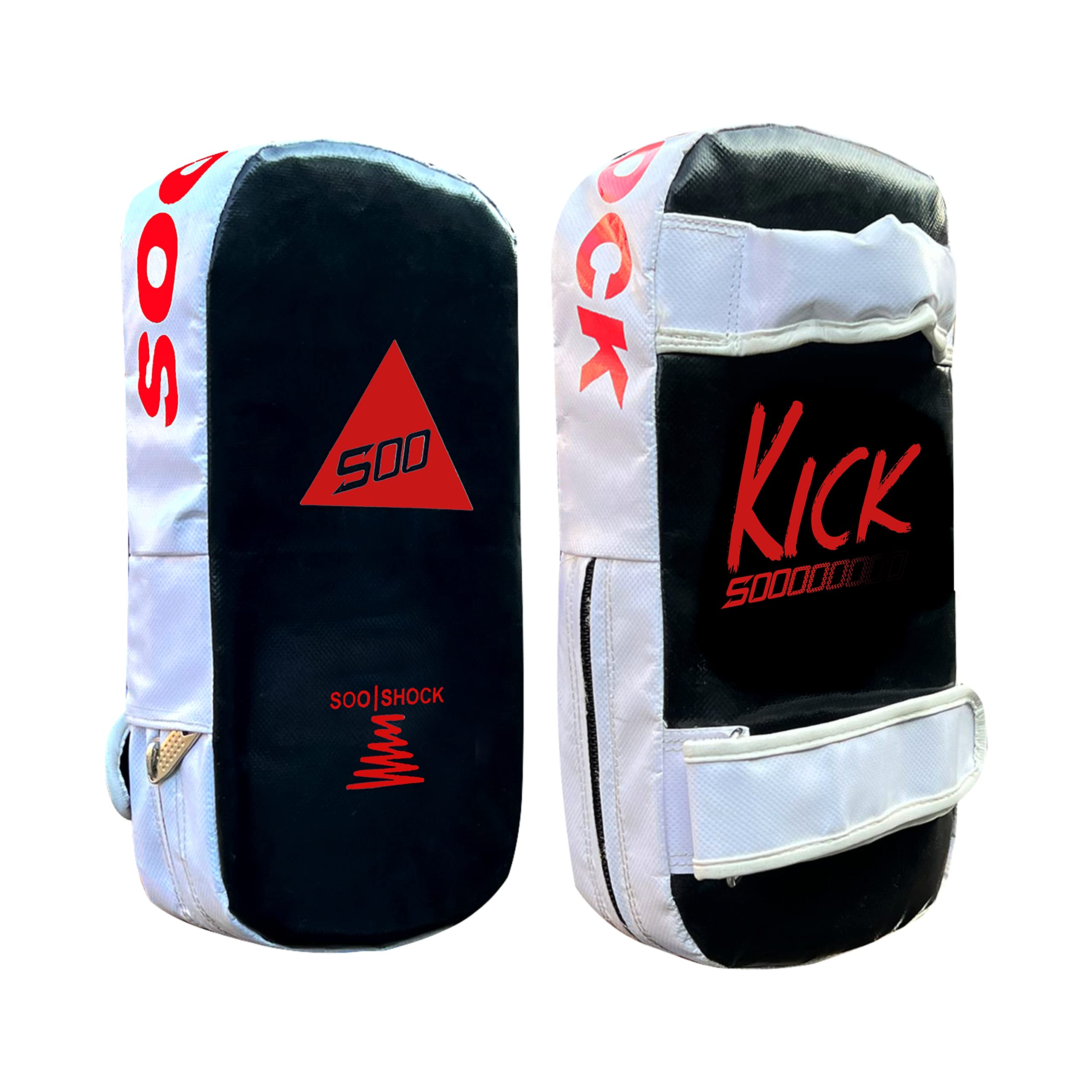 Soo Kids & Adult Strike Kick Pads, Kick Shield Coaching Mitts, Muay Thai, Kickboxing, MMA, Boxing, Taekwondo, Red/Black