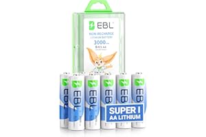 EBL 8 Pack 3000mAh 1.5V Lithium AA Batteries - High Performance Non-Rechargeable Super Ⅰ AA Lithium Batterries Constant Volt for High-Tech Devices (Non-Rechargeable Batteries)