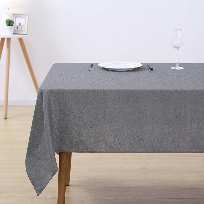 Deconovo Tischdecke Wasserabweisend Tischdecke Deko Tischtuch Lotuseffekt 140x200 cm Grau