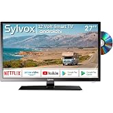 SYLVOX RV TV, 27-Inch 12 Volt Television, Smart Google TV, Full HD 1080P, DVD Built-in, 178° Wide Viewing, HDMI & USB Ports, 
