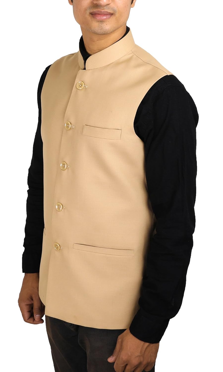 la rainbow mens cotton bandhgala modi jacket-beige