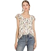 Allegra K Women's Floral Blouse 2025 Summer Casual Square Neck Chiffon Short Sleeve Easter Ruffle Shirts