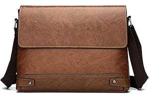 JINGTIANCD Messenger Bags Shoulder Bags for Mens Leather Crossbody Messenger Handbags Man Purse Satchel Travel Bag for Office Business (Khaki)