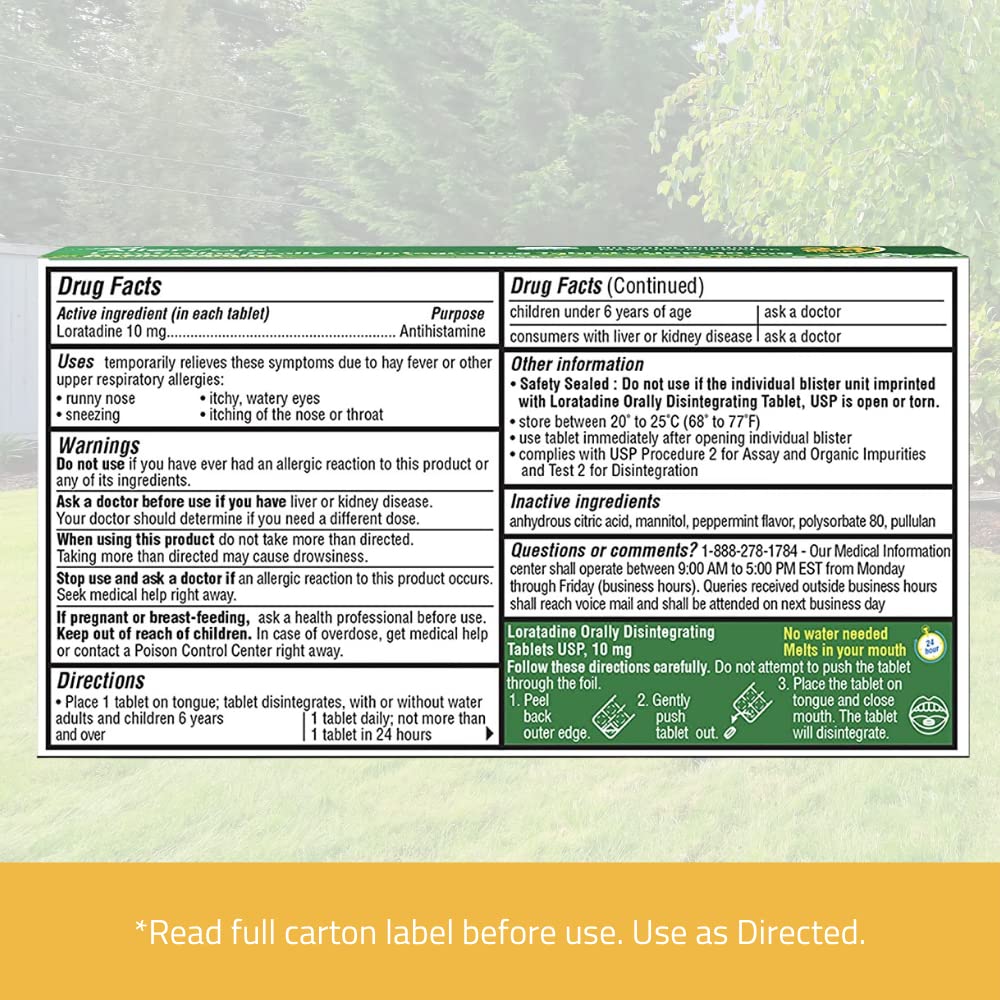 Allervarx Loratadine Orally Disintegrating Tablet (2-Pack) 10mg, 24 Hour, Allergy Relief for Adults, Non-Drowsy Antihistamine