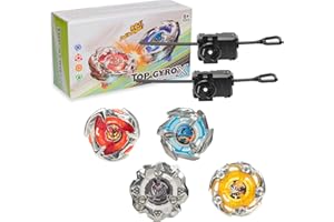 4 Right Spinning X Tops and 2 Launhcers, Fun for Battling Game, Starter Set Boys Kids Toys Birthday Gifts 6+