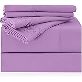 LONAVA California King Size Sheet Set - 6 Piece Hotel Luxury Wrinkle-Free Microfiber Sheet, Oeko-TEX Certified, Breathable & Elastic, 16" Deep Pockets, Violet Purple