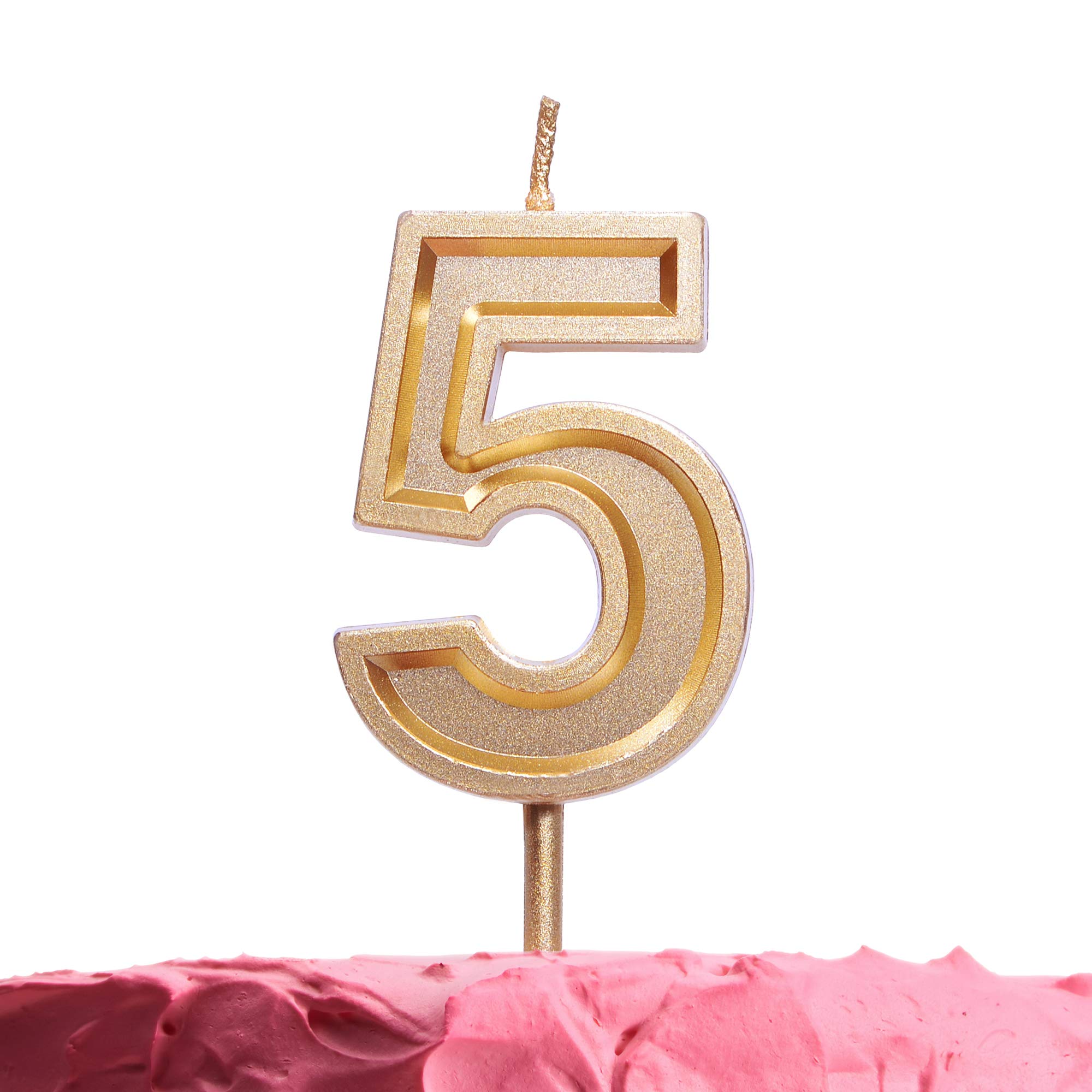 GET FRESH Number 5 Birthday Candle – Gold Number Five Candle on Stick – Elegant Gold Number Candles for Birthday Anniversary Wedding – Perfect Baby’s 5th Birthday Candle Cake Topper – Gold 5 Candle