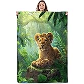 UNDAHIS Lion Cub Jungle Blanket, Gifts for Kids Boys Girls, Nature Wildlife Design Throw Blankets, Soft Lightweight Flannel Throws, Bedding Dorm Picnic RV Cabin Decorate, All Season, 50"x60"