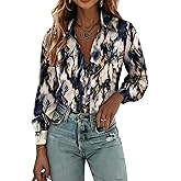 Zeagoo Womens Button Down Shirts Lantern Long Sleeve Blouse Business Casual Work Tops Floral Printed Outfits
