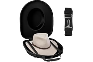LVKAYCE Travel Hat Carrier Case, Travel Hat Case, Travel-Anti-Pressure Hat Storage Box with Carrying Handle, Shoulder & Luggage Straps, for Cowboy, Panama & Tweed Hats-Large