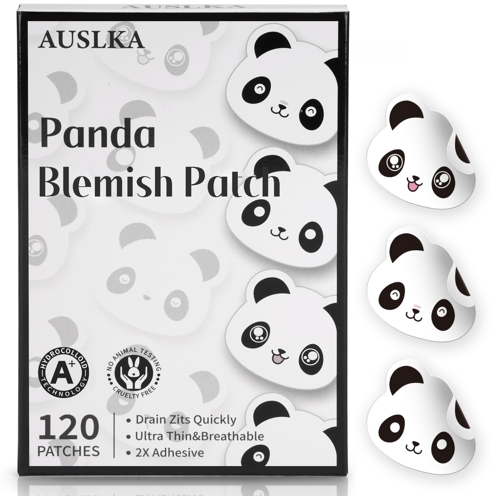 AUSLKA Panda Pimple Patches - 120 Patches, Hydrocolloid Patches - Blemish Patch - Pimple Stickers Cute,Patches To Cover Facial Stickers — image 1
