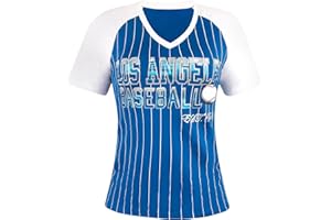 Simapak Womens Baseball Cage Fans Athletic City Raglan T-Shirts - Royal Blue & White