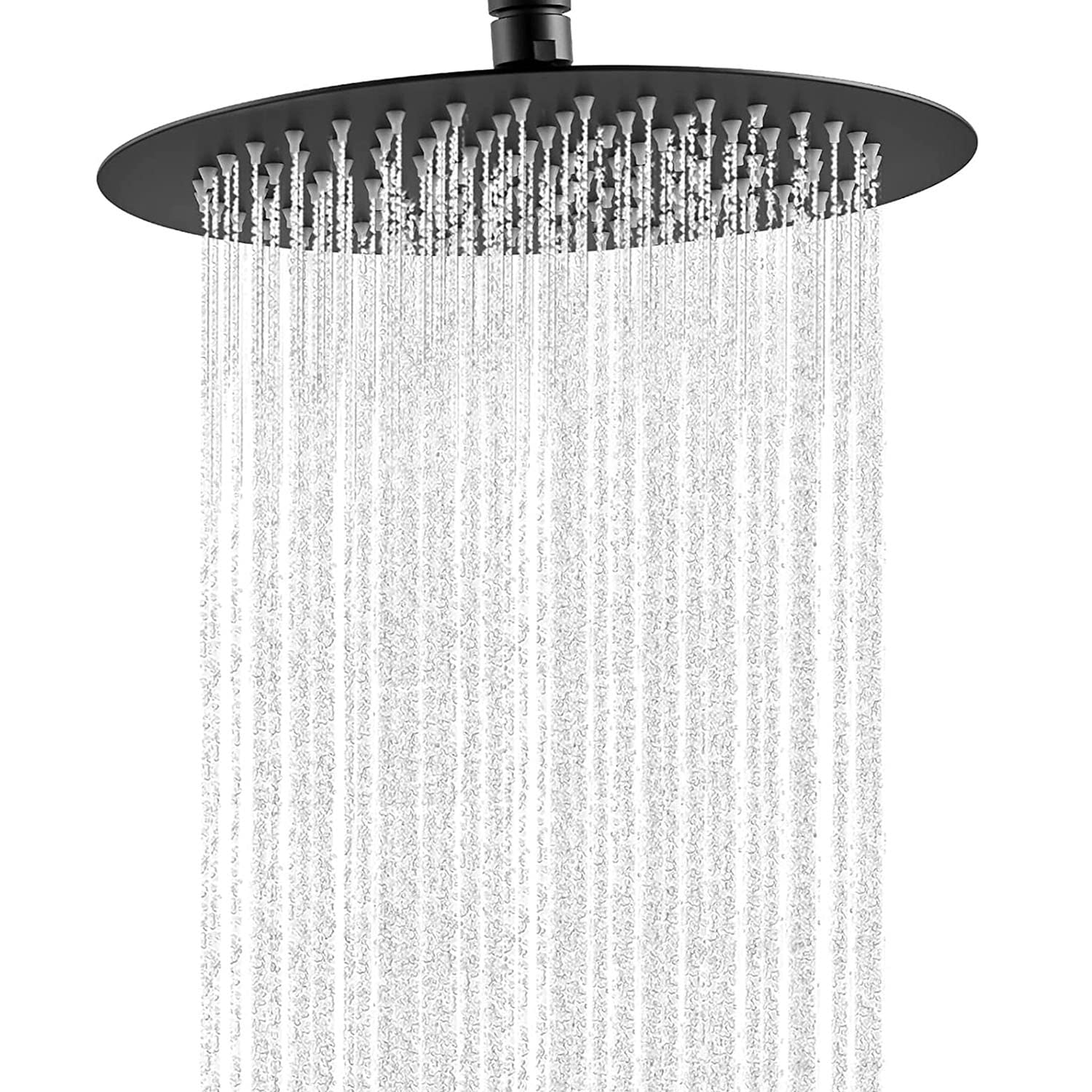 Rain Shower Head, 8 Inch Round High Pressure Showerhead, VIGIME Ultra-Thin Stainless Steel 304 High Flow Rainfall Shower Head with Silicone Nozzle - Matte Black