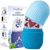 CrafTreat Ice Roller for Face, Eyes & Neck – Reusable Silicone Ice Mold for Cooling, De-Puffing & Facial Massage (Blue)