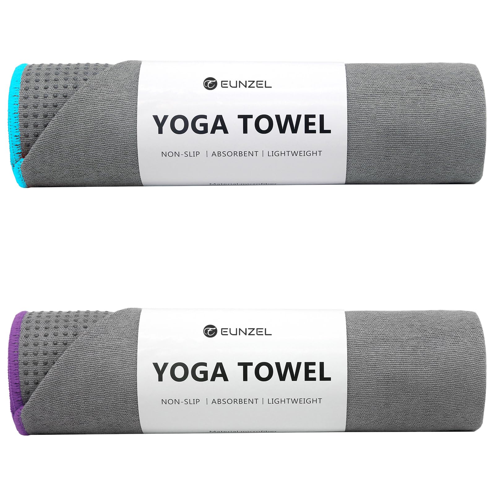 Photo 1 of Eunzel 2 Pack Hot Yoga Towel with Grip Dot, Non Slip Yoga Mat Towe Sweat Absorbent Towel for Hot Yoga,Bikram, Pilates and Fitness 72" x 24", Grey
