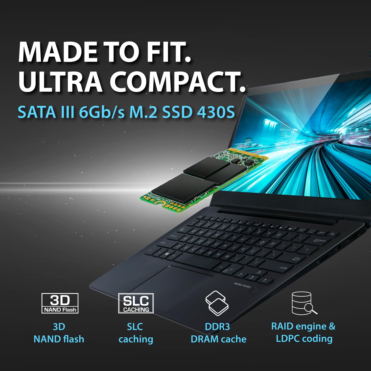 Transcend 512GB M.2 2242 SATA III SSD with Dram Cache, Up to 560MB/s, Compatible w/Ultrabook/Laptop/PC/Desktop, 3D TLC NAND Flash Internal Solid State Drive, LDPC Error Correction, SLC Cache, B+M Key