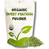 Organic Sweet Matcha Green Tea Powder - Cafe Style Blend by Cherie Sweet Heart - 16oz, Vegan & Gluten-Free, Rich in Antioxidants, Perfect for Lattes, Smoothies & Baking