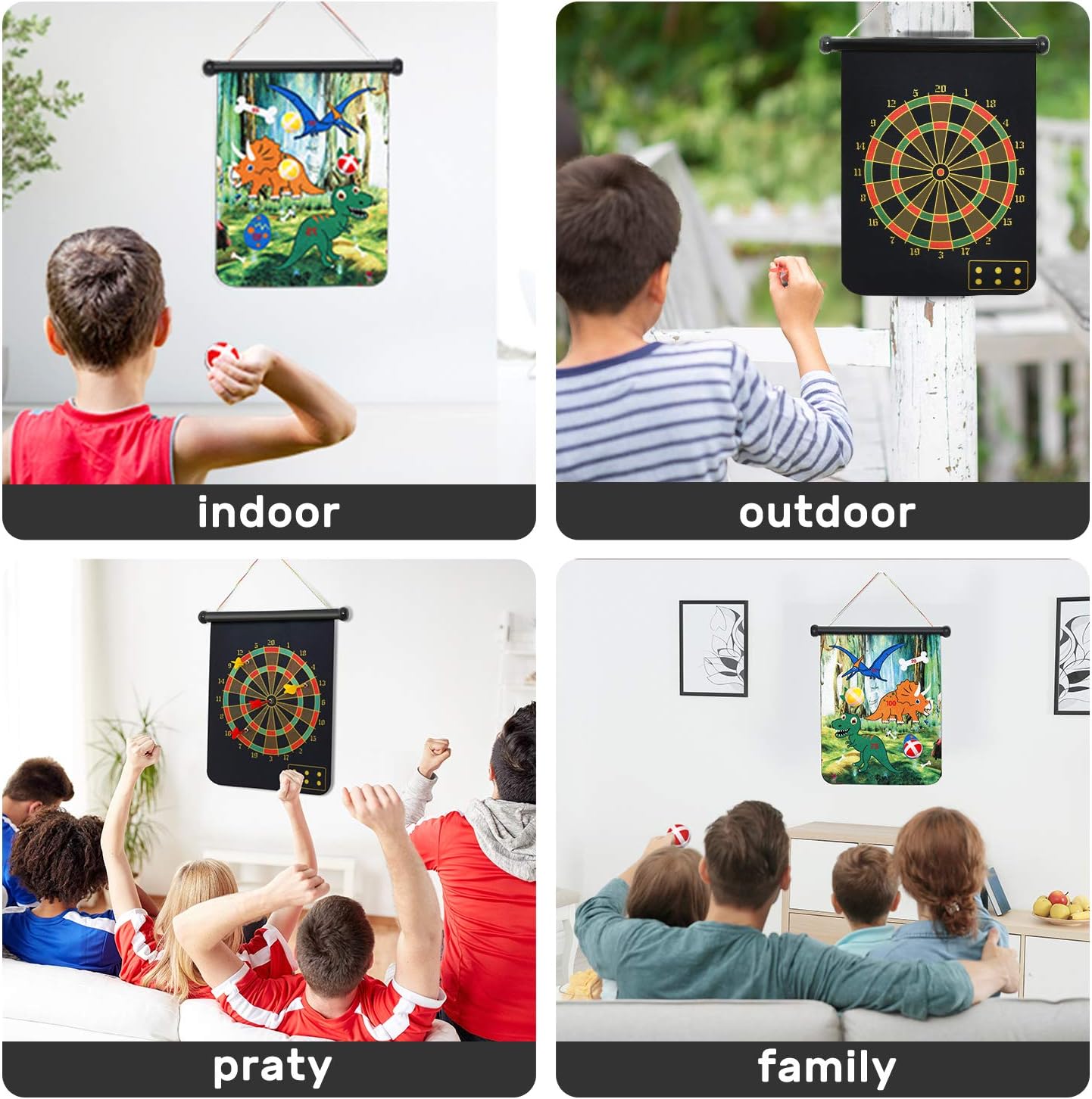 CUTE STONE Magnetic Dart Board for Kids, Safe Dart Game Toys with 6pcs Magnetic Darts and 8 Velcro Dart Balls, Indoor Outdoor Party Dartboard Games for 3+ Years Old Kids, Boys, Girls, Adults, Families: Toys & Games