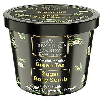 Bryan & Candy New York Green Tea Sugar Body Scrub with Argan Oil to Remove Dead Skin Cells for Glowing Skin (200gm)