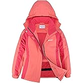 YINGJIELIDE Girl's Waterproof Ski Jacket,Kids Outdoor Snowboarding windproof Jacket,Fleece Lined Hooded,Warm Winter Snow Coat