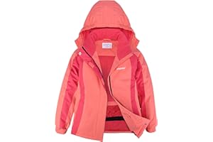 YINGJIELIDE Girl's Waterproof Ski Jacket,Kids Outdoor Snowboarding windproof Jacket,Fleece Lined Hooded,Warm Winter Snow Coat