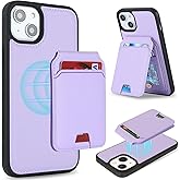Havaya for iPhone 12 Mini Case Wallet magsaf Compatible 2 in 1 Detachable Magnetic with Card Holder Back Cards Slot Pu Leather Shockproof Stand Phone case for Women Men-Purple