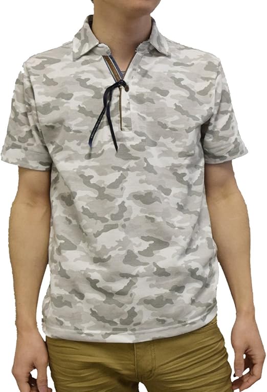 Clack クラック ポロシャツ カモフラージュ 迷彩柄 半袖 Pu使い シンプル スキッパー トップス 春 夏 秋 メンズ ポロシャツ 通販 Amazon