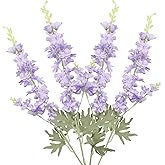 GhuaH 4Pcs Purple Delphinium Artificial Flowers 33.5" Silk Flowers Bulk Larkspur Artificial Flower Long Stem Fake Delphinium Plant for Tall Vase Floral Arrangement Centerpiece Bouquet Home Decor