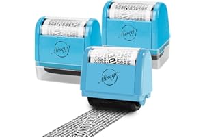 Miseyo Wide Roller Stamp Identity Theft Stamp 1.5 Inch Perfect for Privacy Protection - 3Pack Set (Blue)