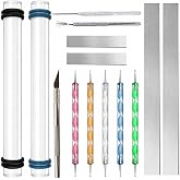 DIYOOHOMY 18 Pcs Polymer Clay Tools Kit, Rolling Pin with Thickness Rings | Air Dry Clay Jewelry Earring Making Set Sculpting, Small Acrylic Roller, Dotting, Tissue Blades Cutters Craft Knife, Needle