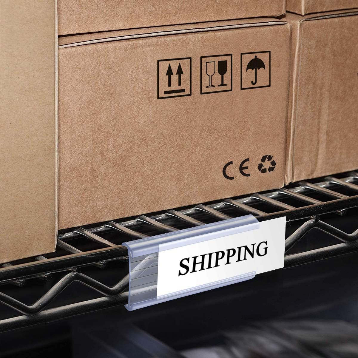 Lenink 30Pcs Wire Shelf Label Holders, Plastic Wire Rack Label Holder Compatible with Metro and Nexel 1-1/4in Shelves, Label Area 3in Lx1.25in H (Label Paper Not Included) : Office Products