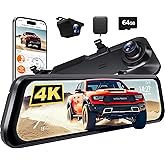 WOLFBOX G850 PRO 4K Mirror Dash Cam with ADAS and BSD, Rear View Mirror with 5.8GHz WiFi, Voice Control, 12 inches Rear View 