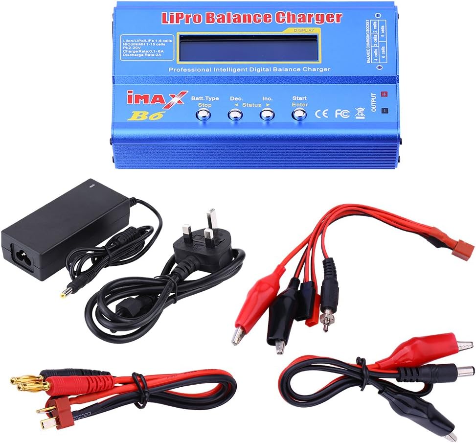 RC Battery Charger, 80W 1-6S RC Balance Charger and Discharger with 15V 6A Adapter for Charging LiPo, LiFe, NiMH and NiCd Batteries(UK)